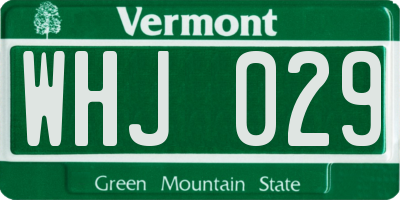 VT license plate WHJ029