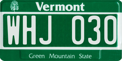 VT license plate WHJ030