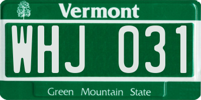VT license plate WHJ031