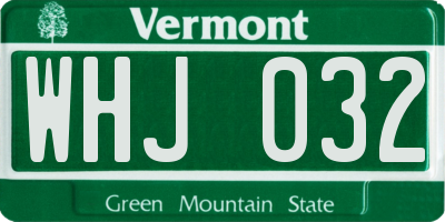 VT license plate WHJ032
