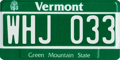 VT license plate WHJ033