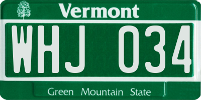 VT license plate WHJ034
