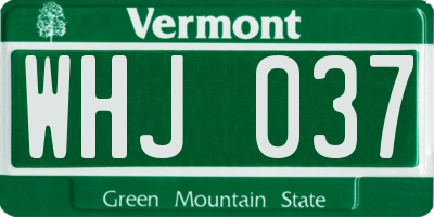 VT license plate WHJ037
