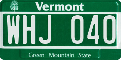VT license plate WHJ040