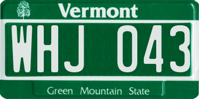 VT license plate WHJ043