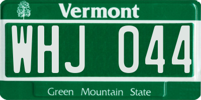 VT license plate WHJ044