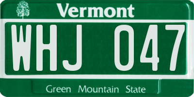 VT license plate WHJ047