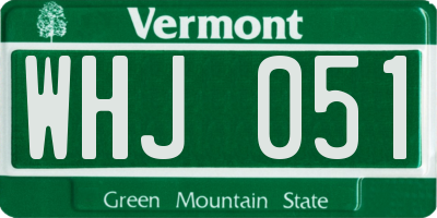 VT license plate WHJ051