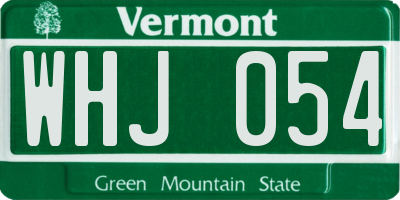 VT license plate WHJ054