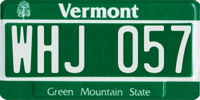 VT license plate WHJ057