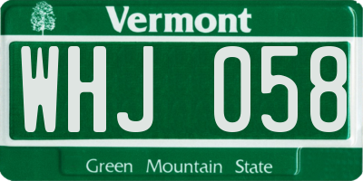 VT license plate WHJ058