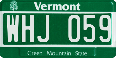 VT license plate WHJ059
