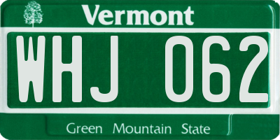 VT license plate WHJ062