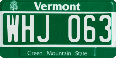 VT license plate WHJ063