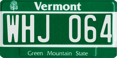 VT license plate WHJ064