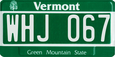 VT license plate WHJ067