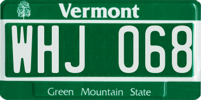 VT license plate WHJ068