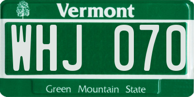 VT license plate WHJ070