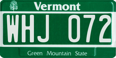 VT license plate WHJ072