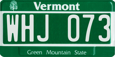 VT license plate WHJ073