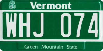 VT license plate WHJ074