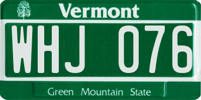 VT license plate WHJ076