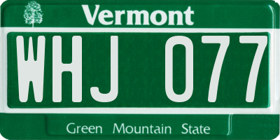 VT license plate WHJ077