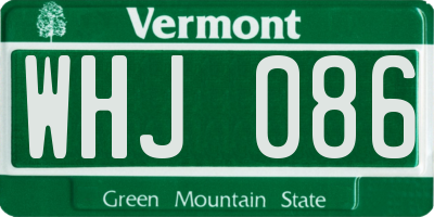 VT license plate WHJ086