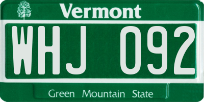 VT license plate WHJ092