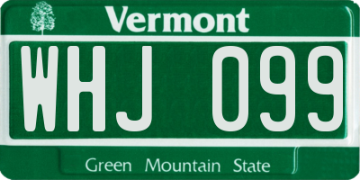 VT license plate WHJ099
