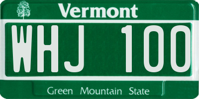 VT license plate WHJ100
