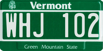 VT license plate WHJ102
