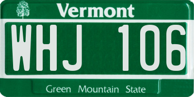 VT license plate WHJ106