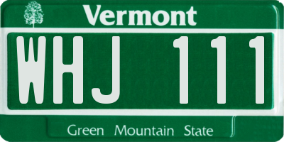 VT license plate WHJ111