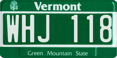 VT license plate WHJ118