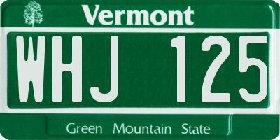 VT license plate WHJ125