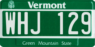 VT license plate WHJ129