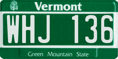 VT license plate WHJ136