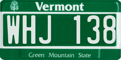 VT license plate WHJ138