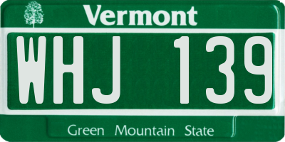 VT license plate WHJ139