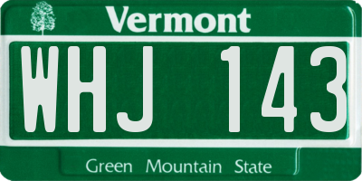 VT license plate WHJ143