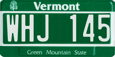 VT license plate WHJ145
