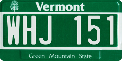 VT license plate WHJ151