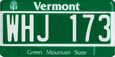 VT license plate WHJ173