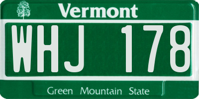 VT license plate WHJ178