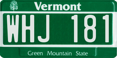 VT license plate WHJ181