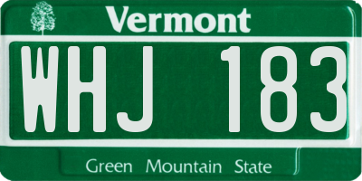 VT license plate WHJ183