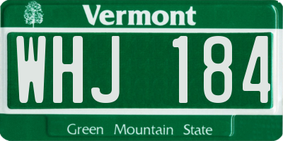 VT license plate WHJ184