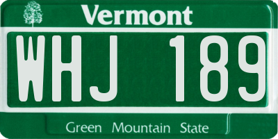 VT license plate WHJ189