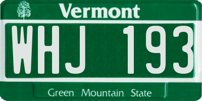 VT license plate WHJ193